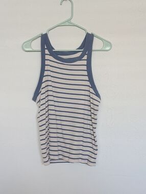 GAP Ribbed Striped Racerback Tank - Blue and White